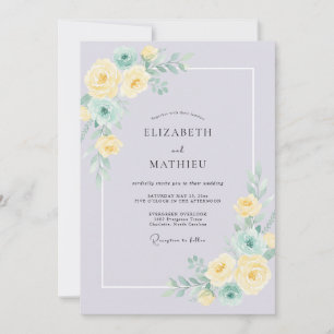 Periwinkle Buttercup Peony Wedding Invitation