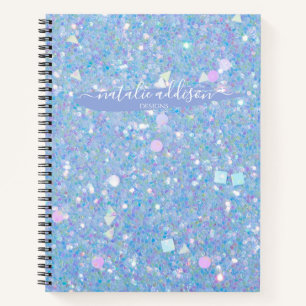 Periwinkle Chunky Glitter   Personalized Notebook