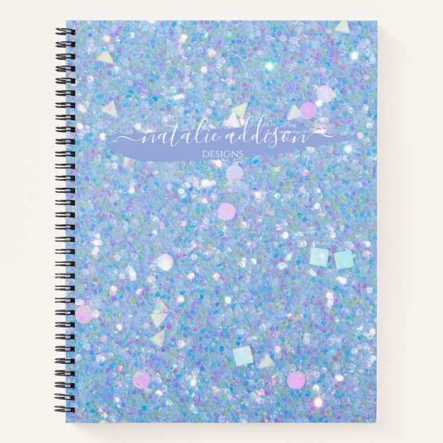 Periwinkle Chunky Glitter | Personalized Notebook (Front)