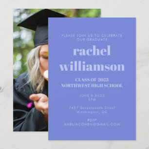 Periwinkle Class of 2024 Photo Graduation Party Invitation