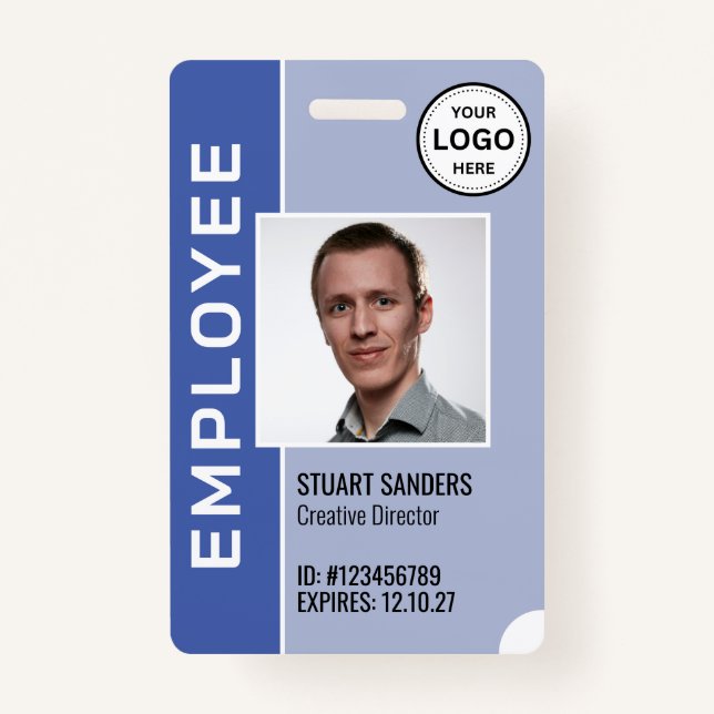 Periwinkle Corporate Logo Employee Photo Badge (Front)