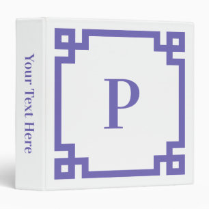 Periwinkle Decorative Greek Key Border Monogram Binder