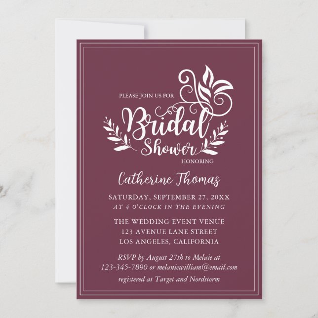 Periwinkle Decorative Wedding Calligraphy Invitation (Front)