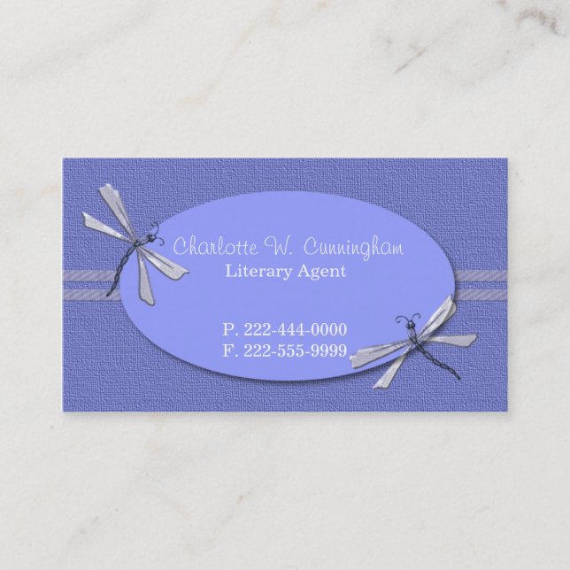 Periwinkle Dragonflies Custom Business Card (Front)