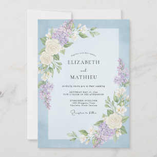 Periwinkle Elegant Floral Wedding Invitation