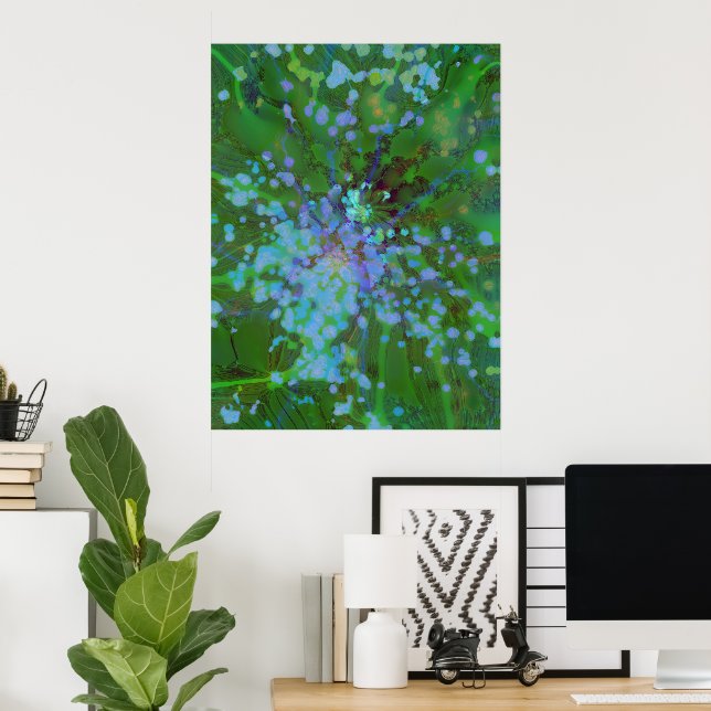 Periwinkle Explosion Holographic Abstract Art   Poster (Home Office)