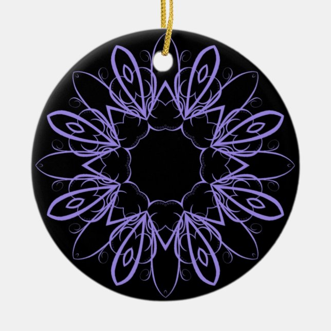 Periwinkle fancy mandala ceramic ornament (Front)