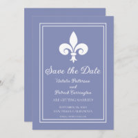 Periwinkle Fleur de Lis Save the Date Invite