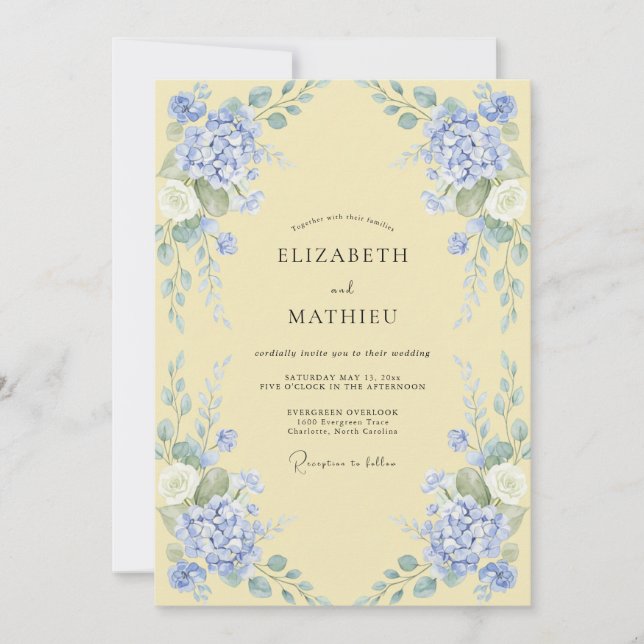 Periwinkle Floral Archway Wedding Invitation (Front)