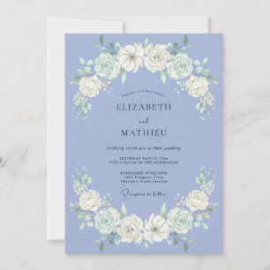 Periwinkle Floral Blossom Wedding Invitation