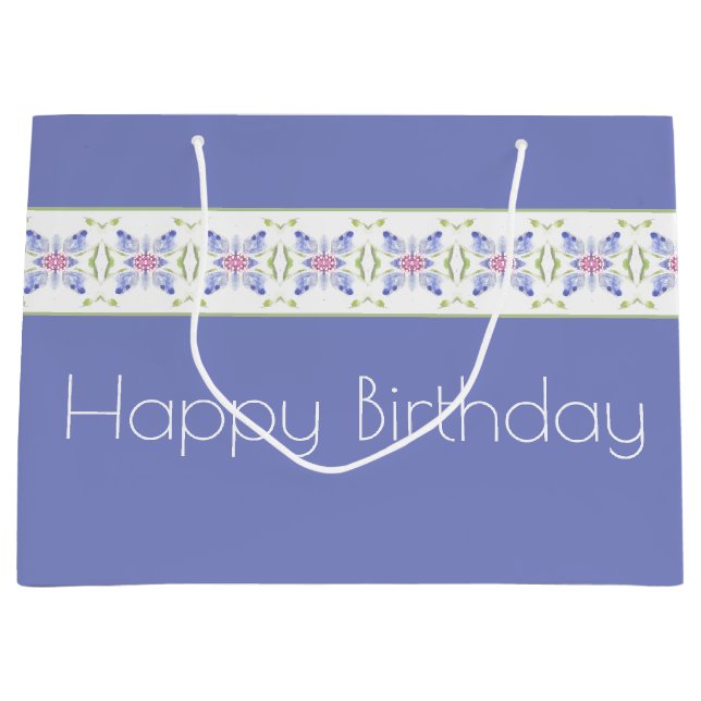 Periwinkle Floral Modern Large Gift Bag (Front)