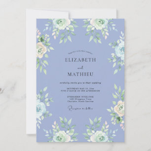 Periwinkle Floral Romantic Flourish Wedding Invitation