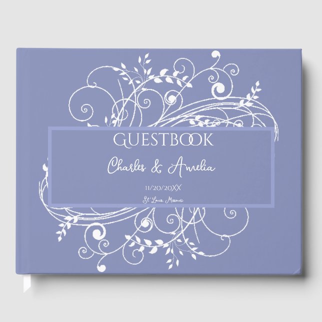 Périwinkle Flourish Mariage livre d'hôtes (Recto)