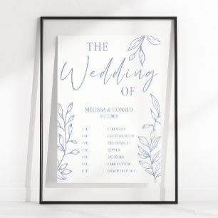 Periwinkle Flower Simple Wedding Program Schedule  Poster