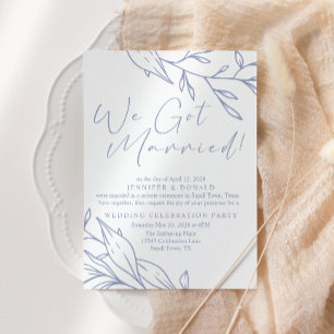 Periwinkle Flower Wedding Just Married Invitation