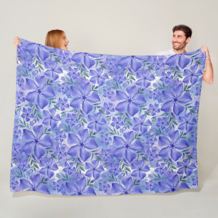 Periwinkle Flowers Blue Violet Vinca Blossoms Fleece Blanket