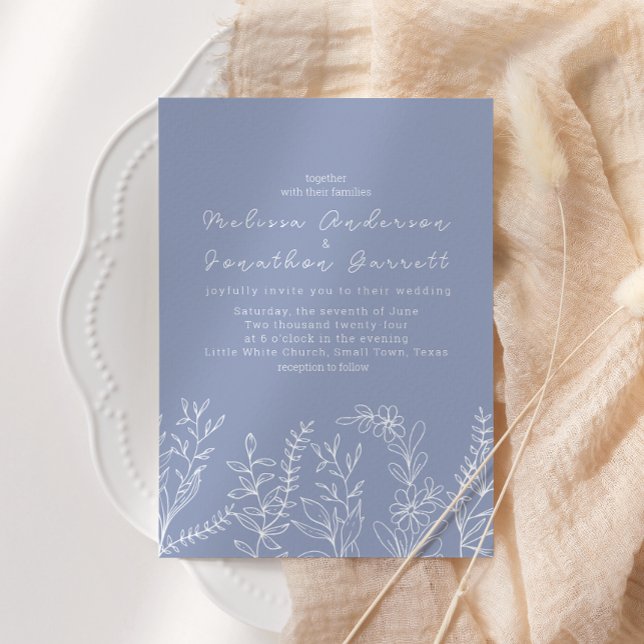 Periwinkle Flowers Boho Wedding Invitation (Creator Uploaded)