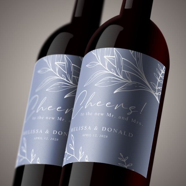 Periwinkle Flowers Boho Wedding Wine Label (Creator Uploaded)