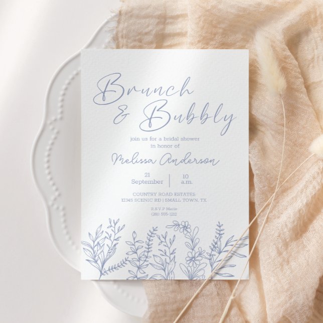 Periwinkle Flowers Brunch Bridal Shower Invitation (Creator Uploaded)