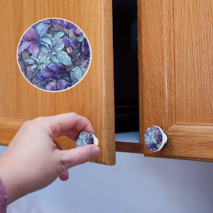 Periwinkle Flowers Ceramic Knob