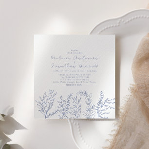Periwinkle Flowers Roses Wedding Invitation