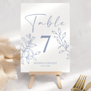 Periwinkle Flowers Simple Wedding Table Number