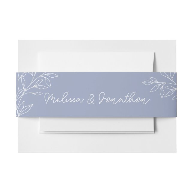 Periwinkle Flowers Wedding Invitation Belly Band (Front Example)
