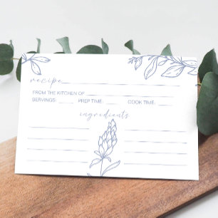 Periwinkle Flowers Wedding Recipe Card