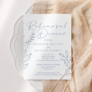 Periwinkle Flowers Wedding Rehearsal Dinner Invitation