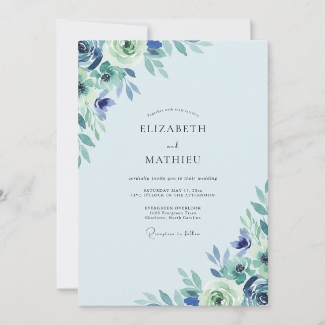 Periwinkle Foliage Sage Wedding Invitation (Front)