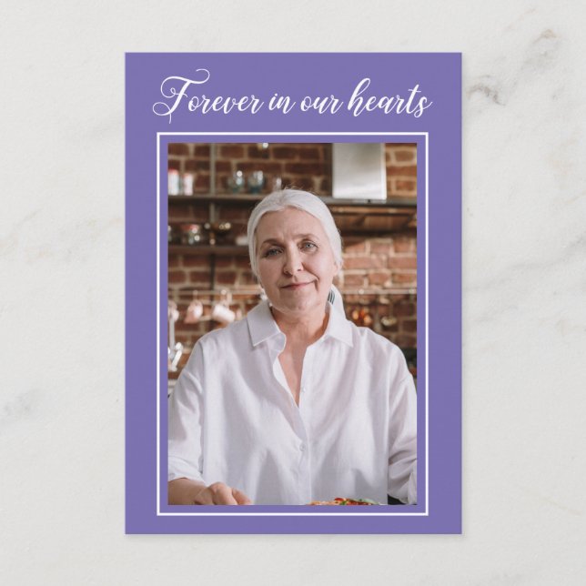 Periwinkle Forever In Our Hearts Prayer Card Photo (Front)