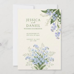 Periwinkle Forget Me Not Ivory Wedding Invitation