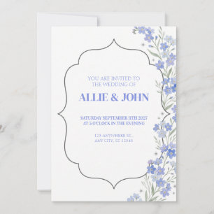 Periwinkle Forget Me Not Ornate Wedding Invitation