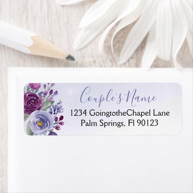 Périwinkle Fuchsia Blush Aquarelle Floral Mariage (En situation)
