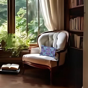 Periwinkle Garden Lumbar Accent Pillow