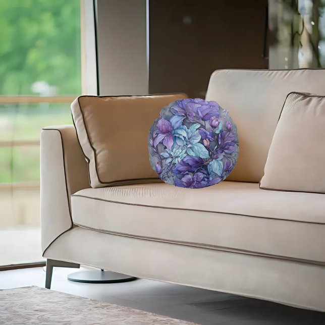 Periwinkle Garden Round Pillow (Creator Uploaded)