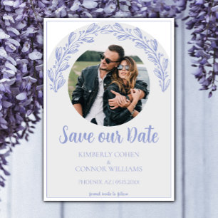 Periwinkle Garland Photo Save the Date