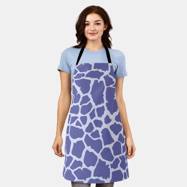 Periwinkle Giraffe Print Apron (Worn)
