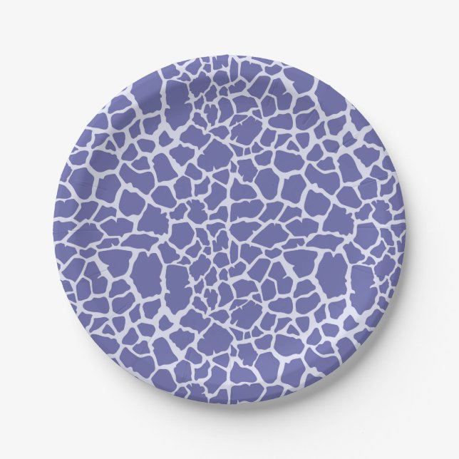 Periwinkle Giraffe Print Paper Plate (Front)