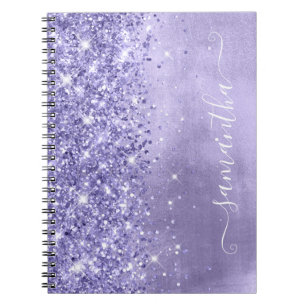 Periwinkle Glitter Lavender Blue Girly Signature Notebook