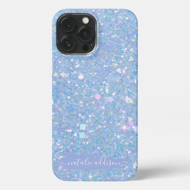 Periwinkle Glitter Modern Glam iPhone Case (Back)
