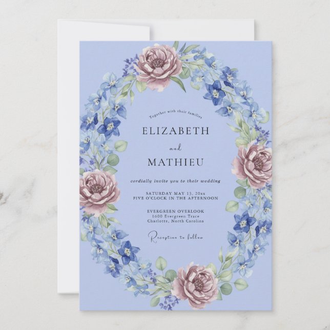 Periwinkle Graceful Meadow Wedding Invitation (Front)
