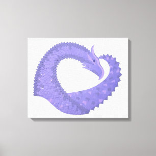 Periwinkle heart dragon on white canvas print