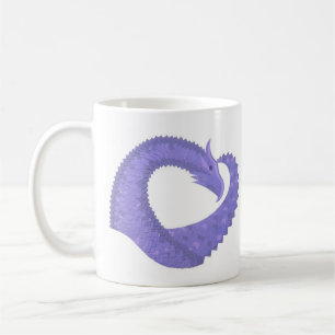 Periwinkle heart dragon on white coffee mug