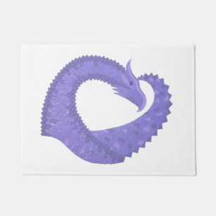 Periwinkle heart dragon on white doormat