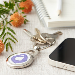Periwinkle heart dragon on white keychain
