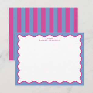 periwinkle & Hot Pink Wavy Border Note Card
