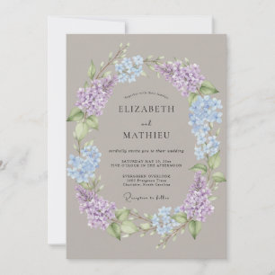 Periwinkle Hydrangea Floral Romance Wedding Invitation