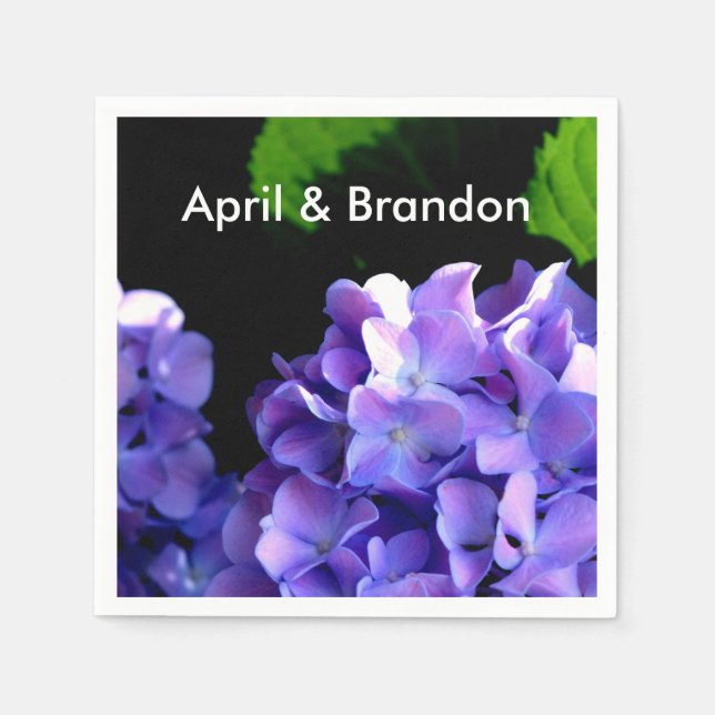 Periwinkle hydrangeas purple blue flower floral napkin (Front)
