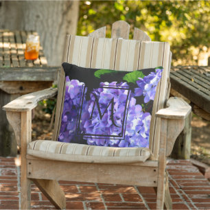 Periwinkle hydrangeas purple blue flower floral outdoor pillow